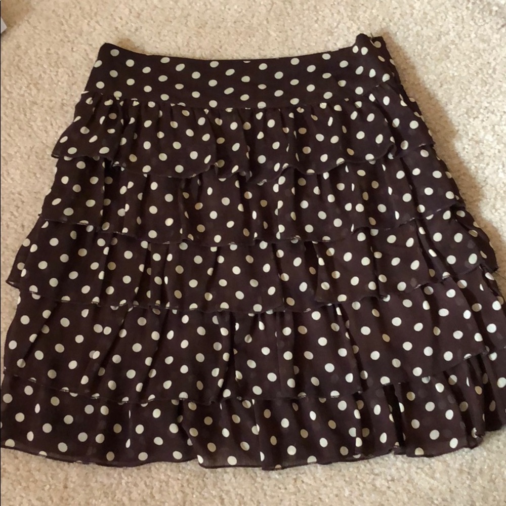 JUNIORS Brown Polkadot Ruffle Skirt - Picture 1 of 2